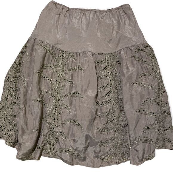 Gold hawk taupe silk skirt with two under layers-Small - Picture 2 of 9